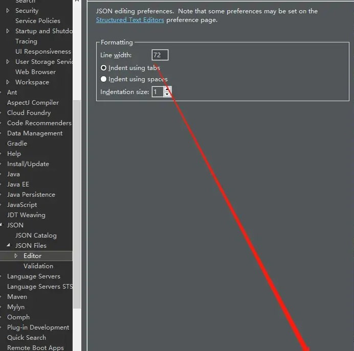 Eclipse设置json行宽教程